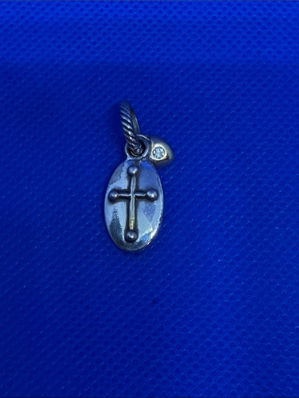 Brighton Silver-Tone Oval Cross Pendant with Sparkle Charm